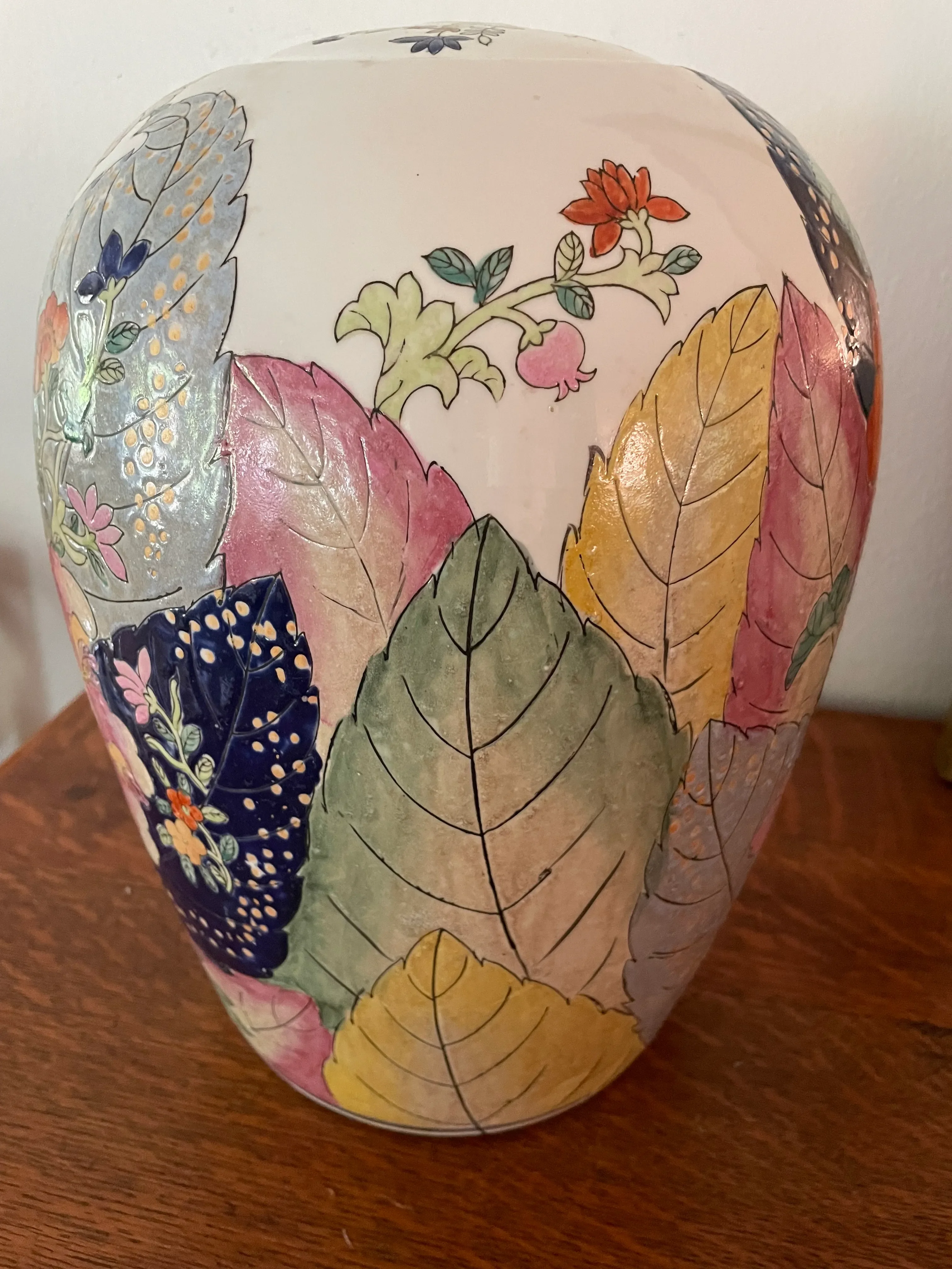tobacco leaf vase Vintage Tobacco Leaf Vase or Lamp Base