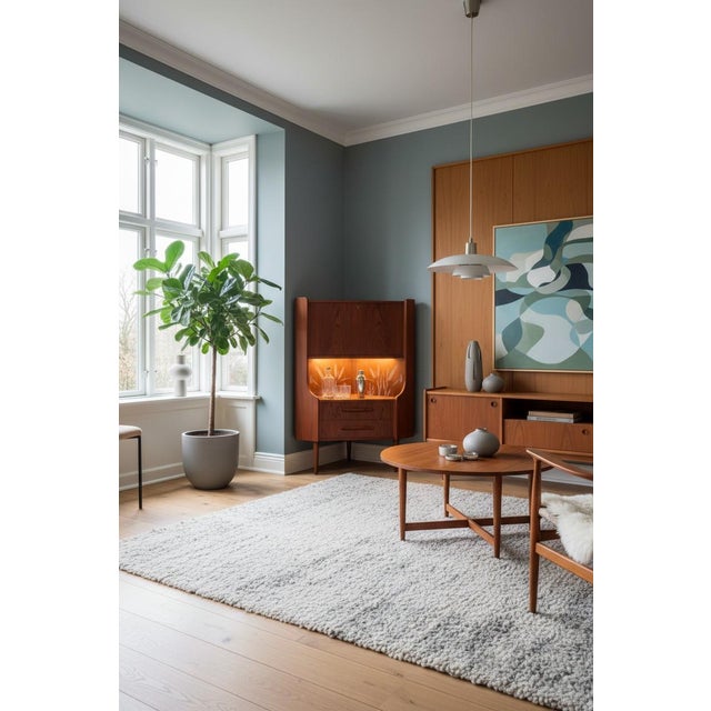 Brown Danish Corner Cabinet in Teak with Bar Cabinet and Glass Doors by Gunni Omann for Omann Jun, 1960 For Sale - Image 8 of 12
