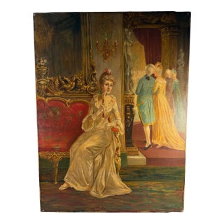 Antique, French Oil on Canvas, Painting, Signed For Sale