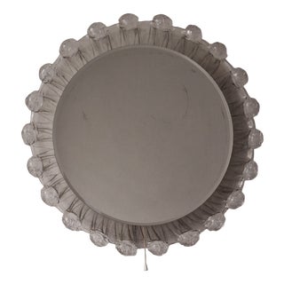 Large Illuminated Circular Beveled Wall Mirror in Melted Ice Acrylic Glass, 1970s For Sale