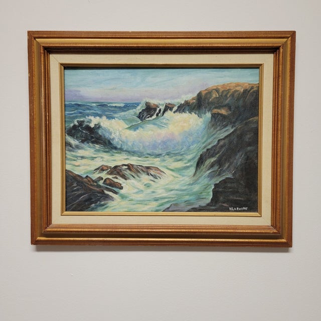 Traditional H. LaRoche New England Seascape Oil on Canvas, Framed For Sale - Image 3 of 6