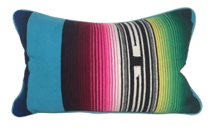 Serape Pillow With Aqua, Pink, Green
