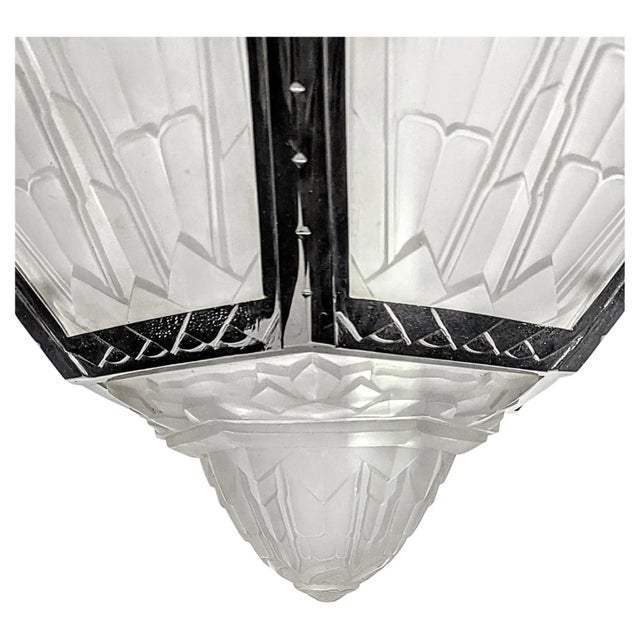 Mid 20th Century French Art Deco Pendant Chandelier Signed by Hanots For Sale - Image 5 of 7