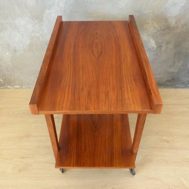 Teak Trolley on Four Roles, 1950s, in Very Good conditions. Designed 1950 to 1959