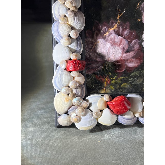 Mediterranean Grotto Baroque Style Frame With Dutch Oil on Canvas Still Life Painting Fragment For Sale - Image 10 of 10