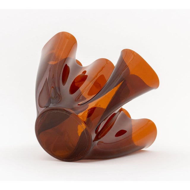 Fontana Arte Amber Art Glass Cartoccio Vase For Sale - Image 10 of 10