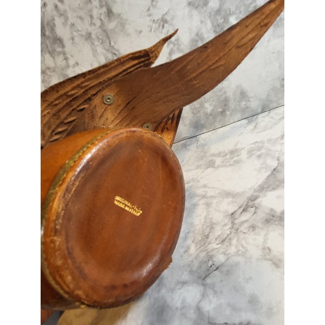 Vintage 1960s Italian Leather Bird Glass Decanter For Sale - Image 9 of 15