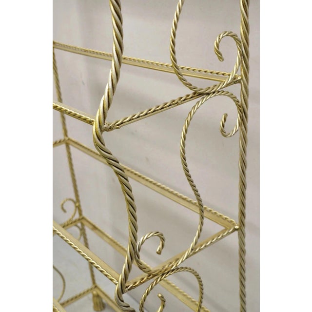 Mid 20th Century Italian Hollywood Regency Iron Rope Tassel Silver Gold 5 Tier Etagere Bookcase For Sale - Image 11 of 12