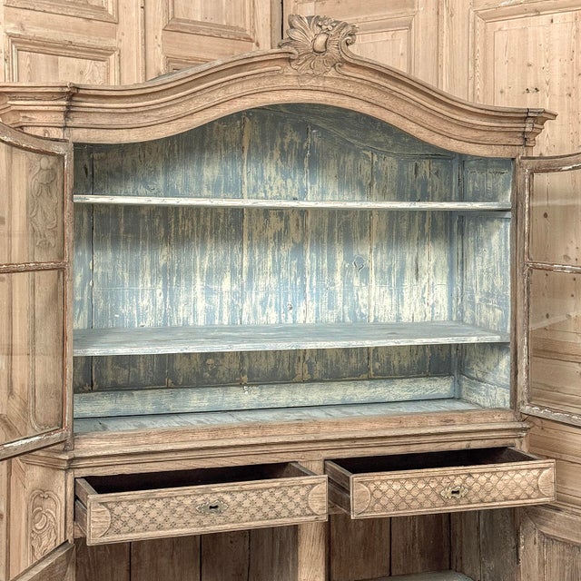 18th Century Rustic Belgian Regence Stripped Oak Bookcase Cabinet For Sale - Image 17 of 18