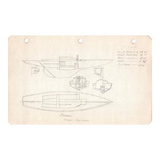 1940s Maine Marine Architectural Drawing on Paper For Sale