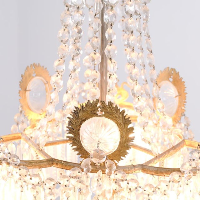 Antique Crystal Chandelier in Gilt Bronze with Louvre Style Decorations, 1890s For Sale - Image 10 of 12
