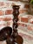 Wood Pair Set Antique English Oak Open Barley Twist Candlesticks Candle Holder Brass For Sale - Image 7 of 12