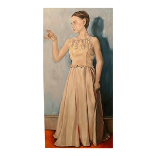 'Woman With a White Dress' Large Figurative Oil on Canvas Painting by Shana Wilson For Sale