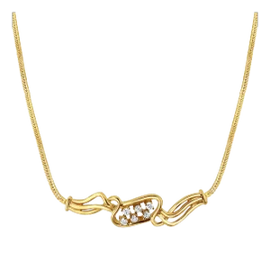 Vintage Diamond Necklace with Flat Fox Chain