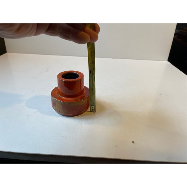 Scandinavian Brutalist Orange Stoneware Vase in the style of Jaap Revelli, 1970s For Sale - Image 6 of 8