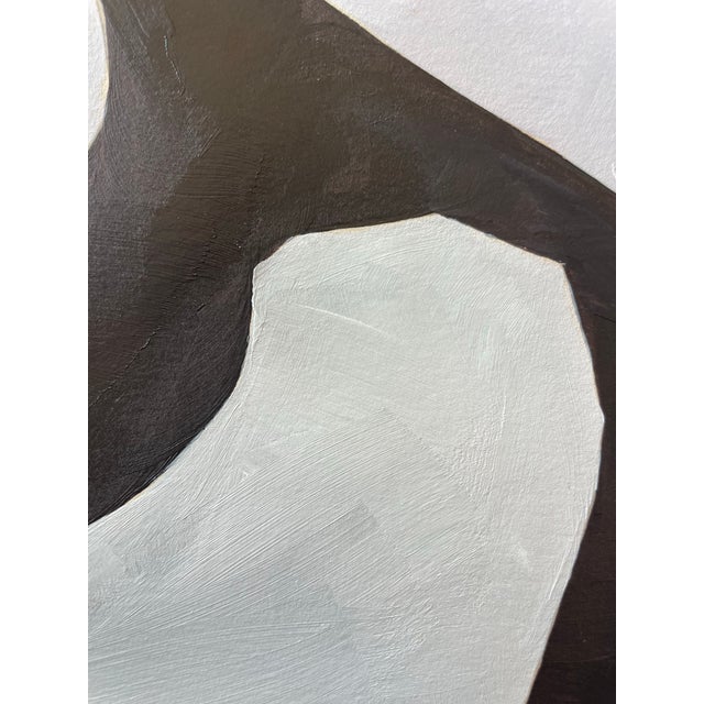 Abstract minimalist acrylic painting on French hand crafted cotton paper. Framed in a gold frame. All works on paper are...