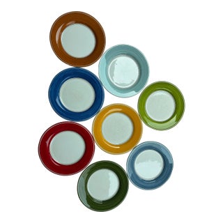 Set of 8 Italian Pascal Ravello Majolica Hand Painted Dinner Plates For Sale