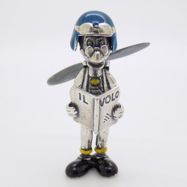 Vintage Italian Sterling Silver Gyro Gearloose Figurine, Tuscany, Italy, 1980s For Sale - Image 13 of 13