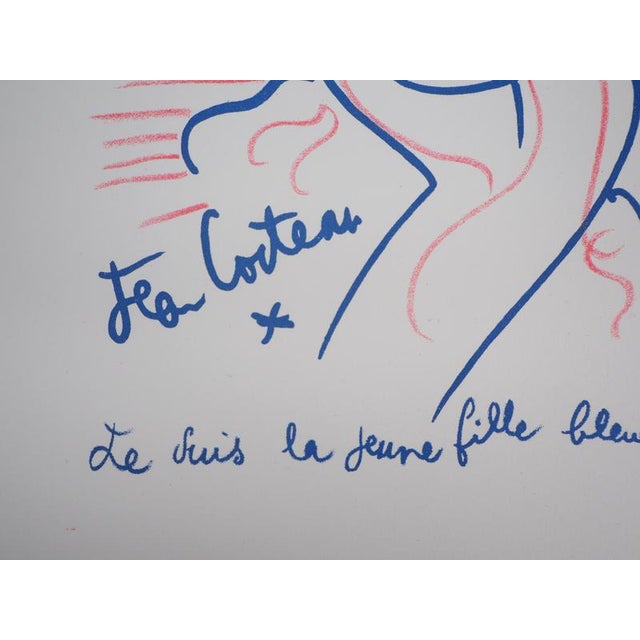 Modern Jean Cocteau, The Young Blue Girl, Original Lithograph For Sale - Image 3 of 6