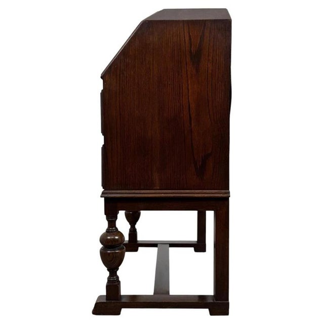 Antique Early 20th Century English Oak Bureau For Sale - Image 12 of 14