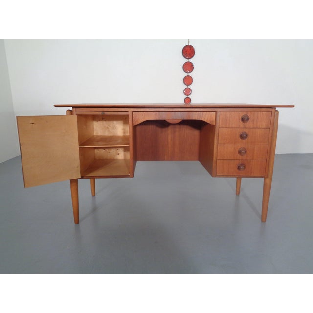 1960s Vintage Danish Curved Teak Desk, 1960s For Sale - Image 5 of 18