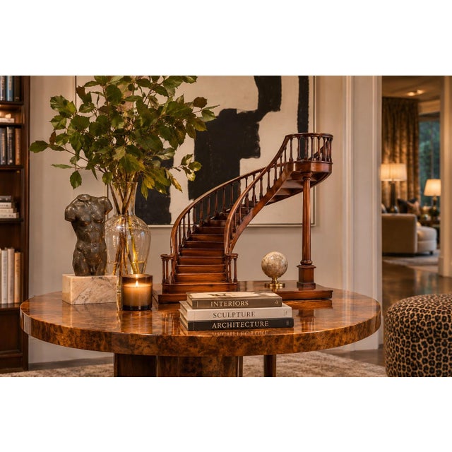 Vintage Mahogany Curved Staircase Architectural Model Sculpture, Maitland-Smith Style For Sale - Image 10 of 10