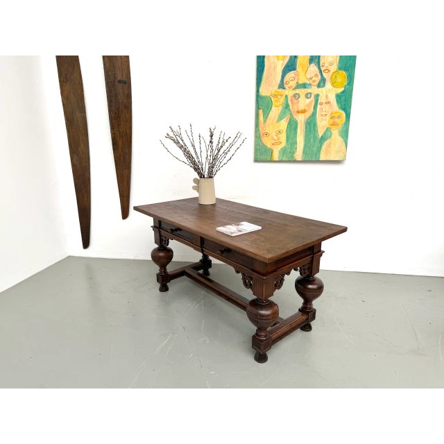 Neo-Renaissance Desk in Oak, 1900 For Sale - Image 17 of 18
