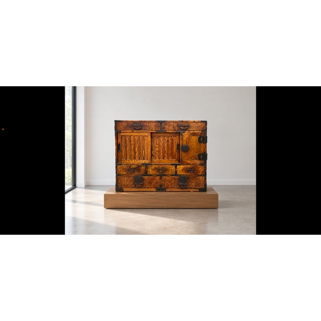 Antique Japanese Tansu Zelkova Wood Storage Cabinet, Iron Hardware, 10 Drawers (Late Meiji Period) For Sale - Image 13 of 13