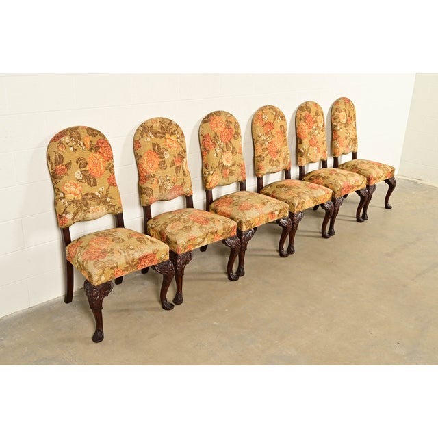Berkey & Gay Berkey & Gay Antique Chippendale Carved Walnut Dining Chairs | Circa 1920s For Sale - Image 4 of 13