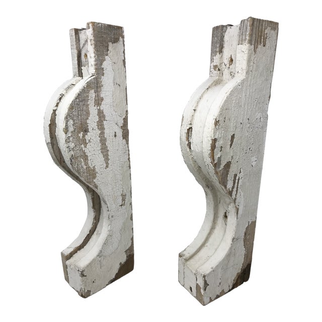 Pair Of Antique White Wood Corbels Chairish
