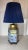 Introducing the stunning "Vintage Late 20th Century Reverse Painted Hexagonal Tang Horse Table Lamp with Bespoke Navy Blue...