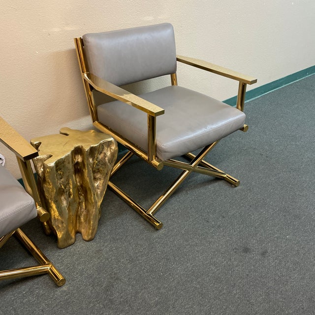 Restoration Hardware Modern Altman Leather + Brass Director's Chairs, a