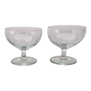 1930s Depression Glass Champagne Coupe Glasses- A Pair