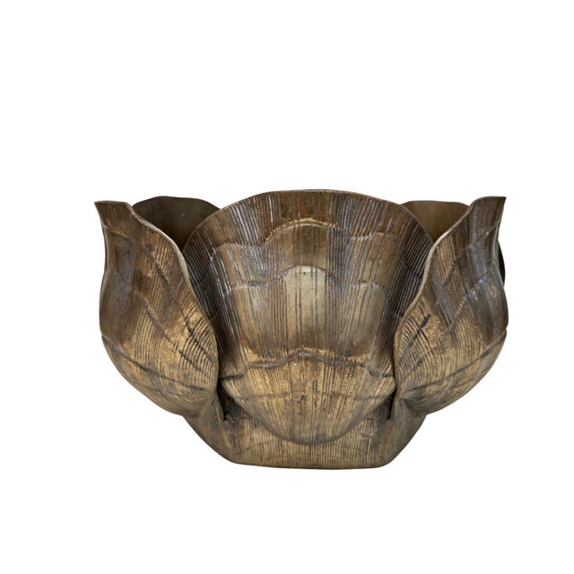Campaign Large Brass Nautilus Shell Planter For Sale - Image 3 of 4