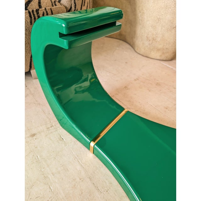 Large Vintage Postmodern American Green Lacquer and Gold Coffee Table in the style of Karl Springer, 1980s For Sale - Image 14 of 16