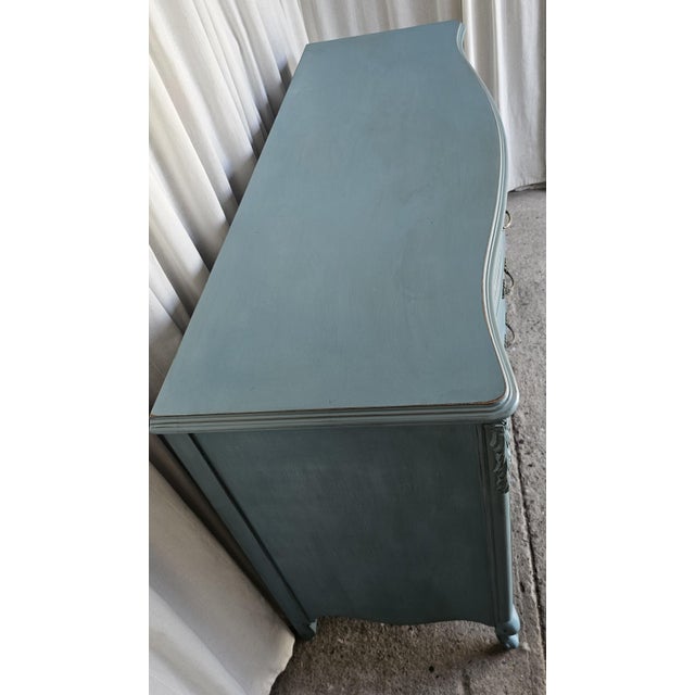 Vintage Turquoise Dresser, French Provencial, 1950's For Sale - Image 4 of 12