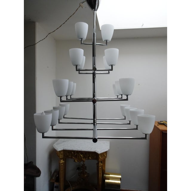 Large Vintage 006/20 Chrome and Glass Chandelier by Pietro Chiesa for Fontana Arte, 1990s For Sale - Image 13 of 17