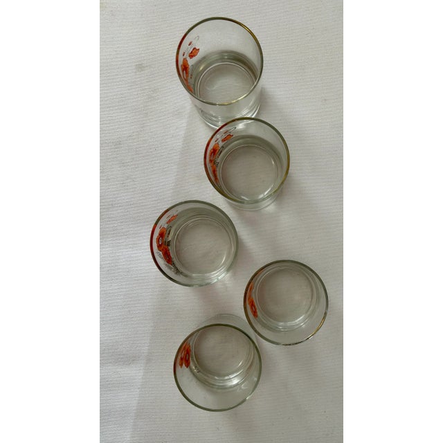 Glass Pretty in Pink Floral Blown Glass Lowball Glasses- Set of 5 For Sale - Image 7 of 9
