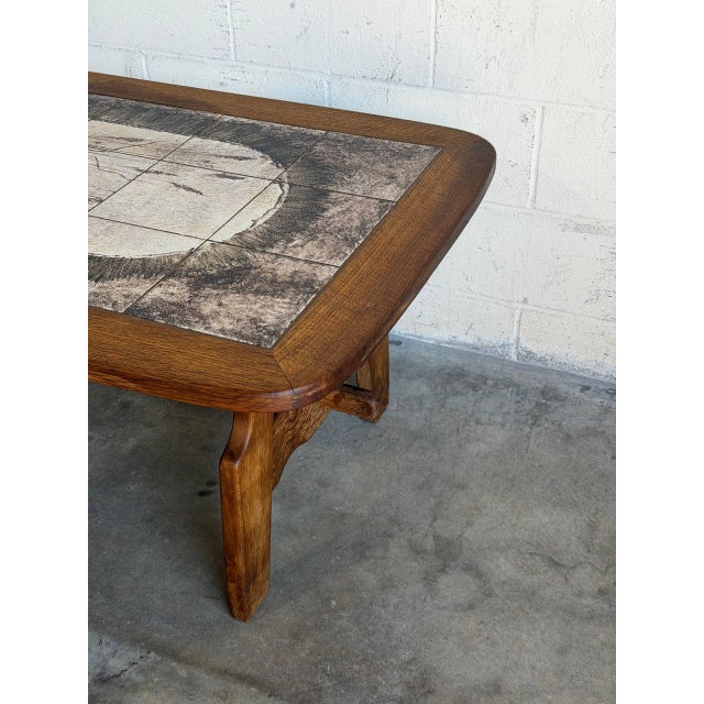 Wood Oak Rectangular Tile-Top Coffee Table Danish Mid-Century Modern 1970s For Sale - Image 7 of 12