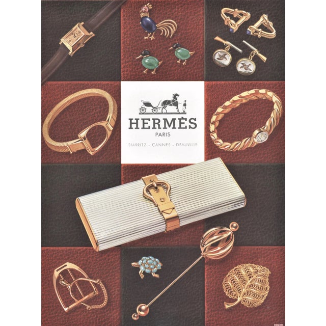 Mid 20th Century Pair-Vintage Mid-Century Hermes Jewelry Advertising Prints For Sale - Image 5 of 9
