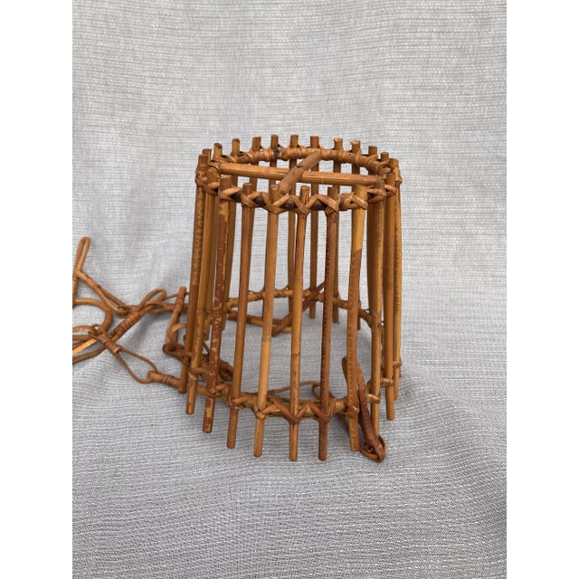Mid 20th Century Vintage Rattan Hanging Basket For Sale In New York - Image 6 of 10