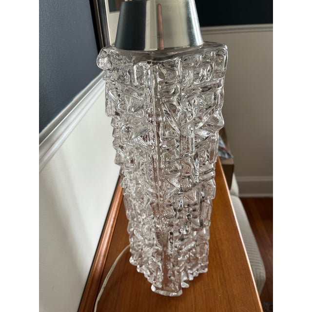 Glass Mid Century Brutalist Skyscraper Glass Lamp Pukeberg Style For Sale - Image 7 of 10