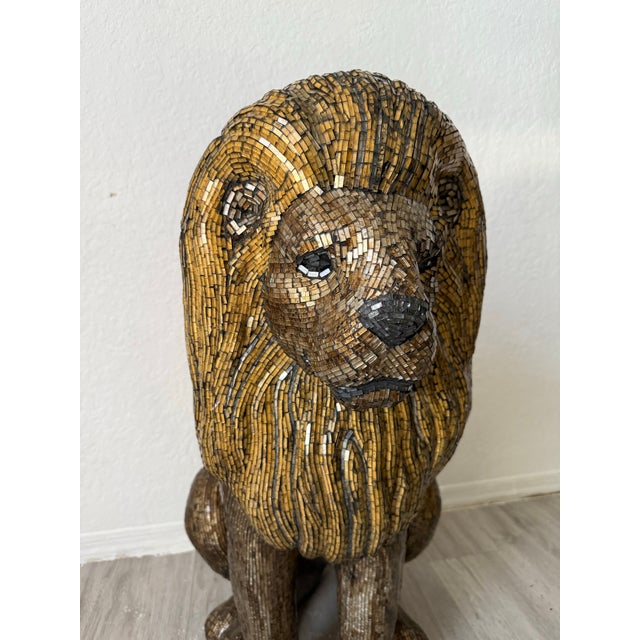 Chestnut 1990s Mosaic Glass Lion Floor Statue For Sale - Image 8 of 8