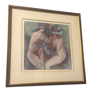 Rare Signed Limited Edition Barbara A. Wood Lithograph – "Forget Me Nots For Sale
