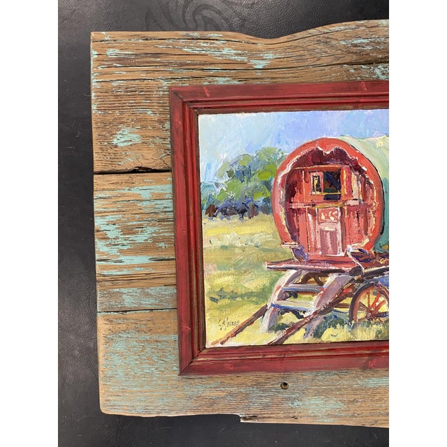 2020s "My Gypsy Mobile" ~ Lorie Batson, Original Oil Painting. Captures a Charming, Rustic Scene of a Small Gypsy Wagon. For Sale - Image 5 of 10