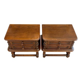 Antique Country English Oak Nightstand or End Table - a Pair For Sale