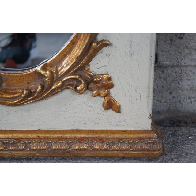 Vintage French Provincial Louis XV Over Mantel Trumeau Mirror With Oil Painting For Sale - Image 9 of 13