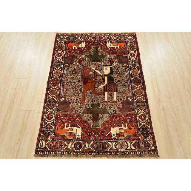 Cabin Qashqai Rug 3’7” X 5’1” Gray Wool Vintage Tribal Hand-Knotted Oriental Carpet For Sale - Image 3 of 13