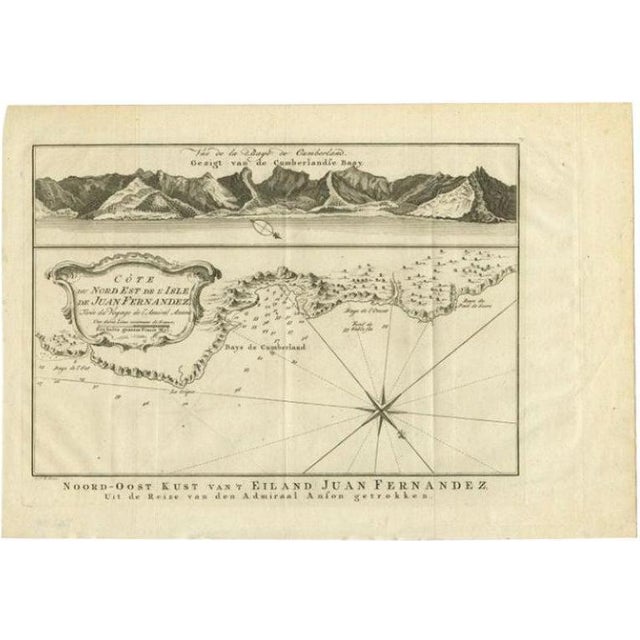 Mid 18th Century Antique Map of the Coast of Juan Fernandez by Van Schley, 1757 For Sale - Image 5 of 5