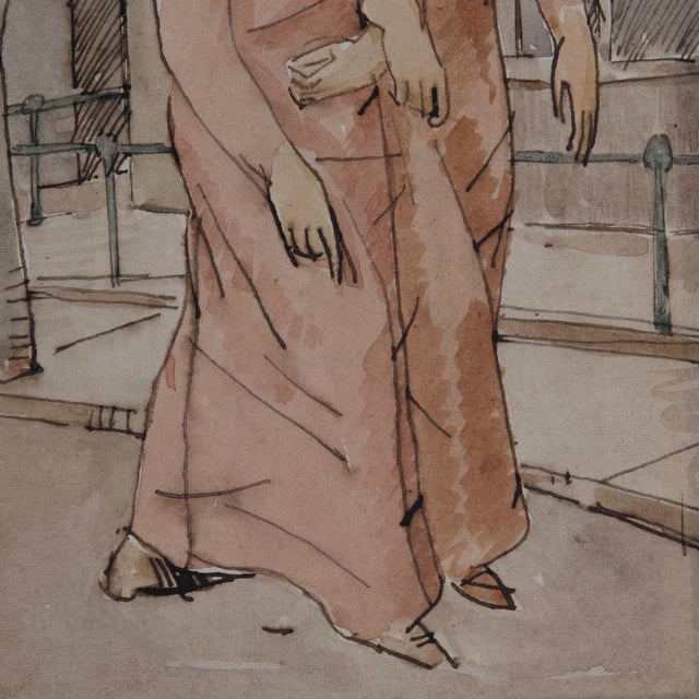 1920s Carlo Carrà, Figurative Scene, Early 1900s, Watercolor For Sale - Image 5 of 8